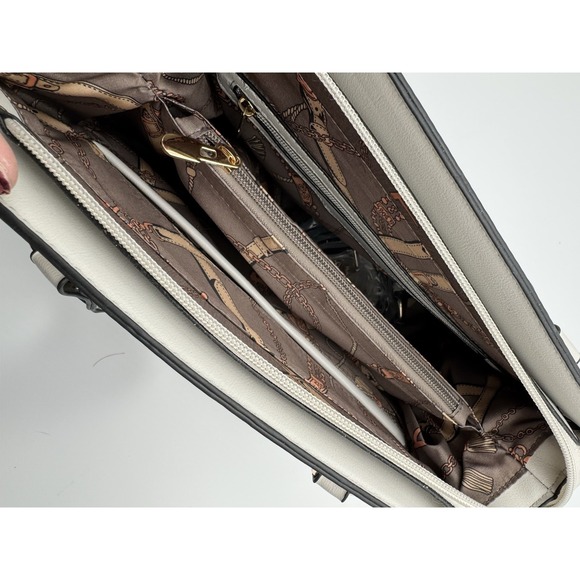 Faux Leather Light Gray/Black Hand Shoulder Bag Purse Neutral Chic Modern-New‎ - Picture 6 of 13